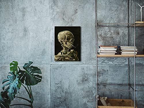 Wieco Art Skull of a Skeleton with Burning Cigarette, 1886 by Vincent Van Gogh Canvas Wall Art for Home Decor and Wall Decor Post-impressionism Canvas Prints Pictures Artwork