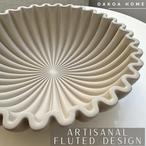 OAKOA Concrete Bowl Decor - Organic Modern Home Decor - Cement Bowl