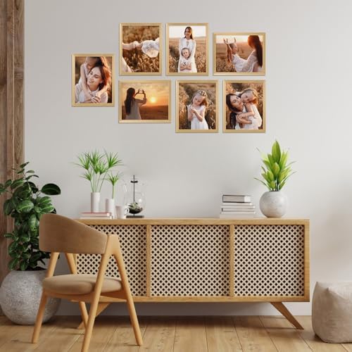 Giftgarden 8x10 Picture Frame Gold Set of 7, Multi Modern 8 x 10 Frames for Wall or Tabletop Display, Golden
