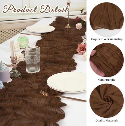 20 Pack Cheesecloth Table Runner 17 x 108 Inch, Brown