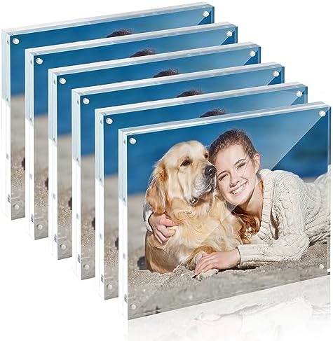 TWING 8x10 Acrylic Frame 6 Pack,20MM Thicker Frameless Clear Picture Frames