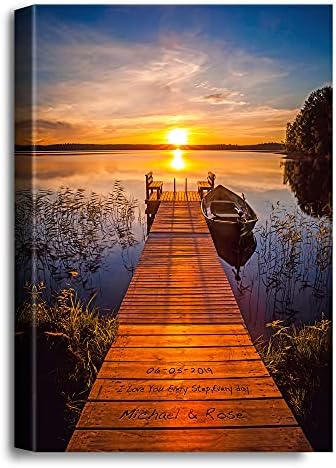 A&T ARTWORK I Love You Every Step Every Day Canvas Prints Gift Couple's Names and the Date Gift for Anniversary,Valentine's day,Wedding. 36X24 inches