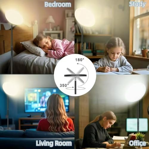 Floor Lamps for Living Room, 36W/3600LM Super Bright Standing Lamp with Remote & Touch Control, Stepless Dimming & 2700K-6500K Color Temperature, LED Floor Lamp for Bedroom Office, Black