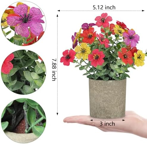 2 Pack Small Fake Plants Potted Artificial Plants Artificial Flowers Potted