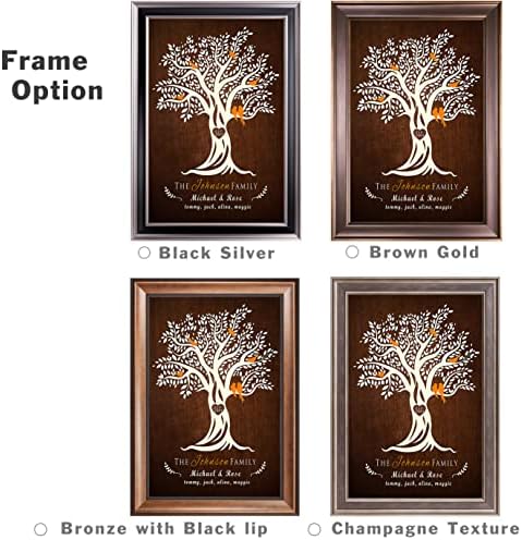 Family Tree Framed Arts Gift Family Members Names Gift for Anniversary,Valentine's day,Wedding.With Different Frame Styles Framed Size:27 5/8 x 19 5/8 inches