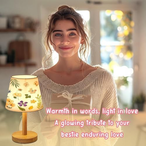 Floral Print USB Table Lamp, Flower Desk Lamp Gifts for Women Mom Granddaughter Girlfriend Friend Wife Anniversary Birthday Christmas Mothers, Beautiful Lamp Gifts for Bedroom Home Decor