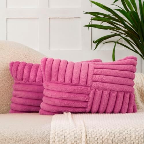 All Smiles Hot Pink Lumber Decorative Throw Pillow Covers 12x20 Set of 2