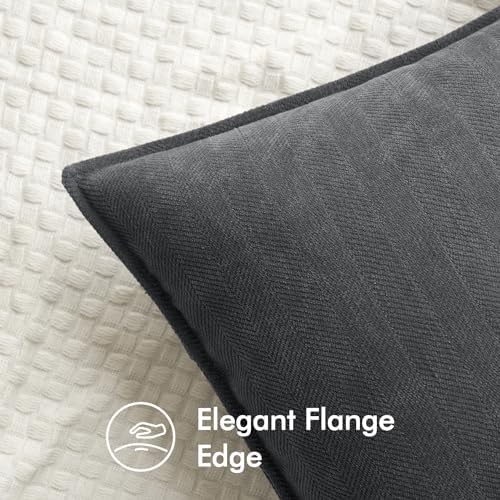 Dark Grey Chenille Throw Pillow Covers 20x20 Inch Set of 2