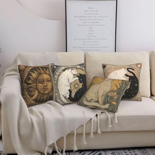 Cats Throw Pillow Covers Set of 4 Decorative Soft Double Sided Print Pillow Case Farmhouse Home Decor for Living Room Sofa Couch 18x18