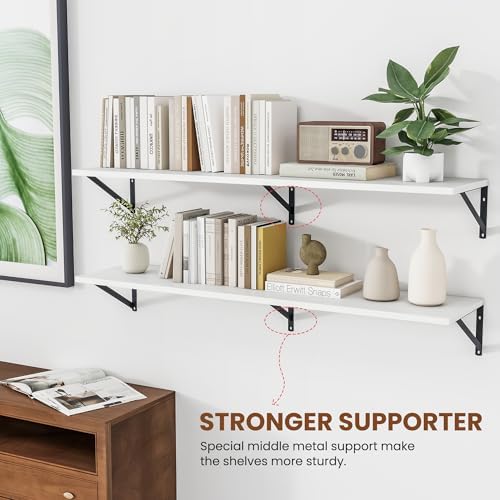 Heimlove 48W x 12D Deep Floating Shelves Set of 2 White