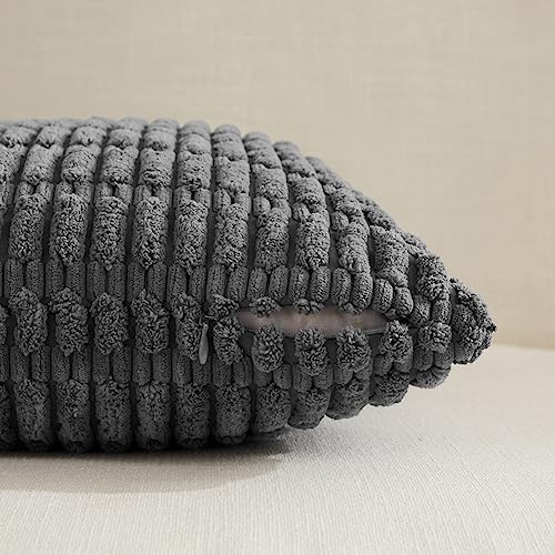 Fancy Homi 4 Packs Decorative Throw Pillow Covers for Living Room Couch Bed, Modern Farmhouse Boho Home Décor Accent Cushion Case, 22" x 22", Dark Gray