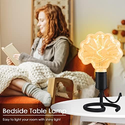 Bedside Table Lamp for Bedroom, 2PCS Small Industrial Desk Light Base E26, Black Vintage Lamp Holder with Plug in Cord On/Off Switch, Cute Nightstand Lamps for Living Room, Office Kid Reading(NO Bulb)
