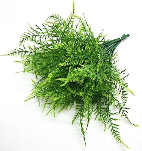 CATTREE Artificial Plants, Plastic Plants Bushes Fern Grass Shrubs Fake Leaves Wedding Home Garden Verandah Table Centerpieces Arrangements Christmas Party Decoration Planting Filler 4 Pcs