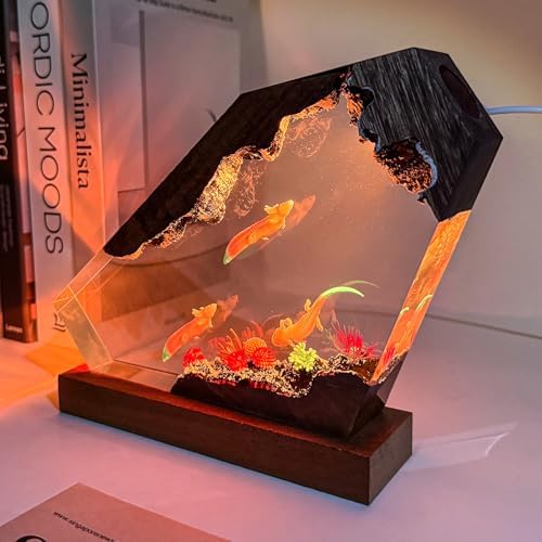 Axolotl Resin Lamp,Handcrafted 3D RGB Axolotl Night Light with Wooden Base for Home Office Decor,Unique Axolotl Gifts, Birthday Valentine's Day Gifts for Women & Men (L 10"X5")