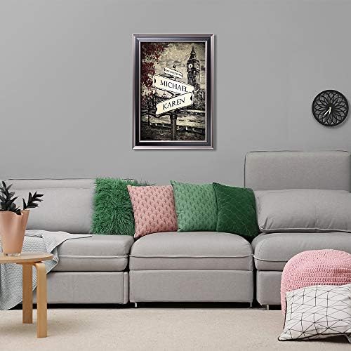 Lovers Crossroads Personalized Framed Arts Gift,includes Names and the Date Unique Gift for the Wedding Anniversary.With Different Frame Styles Framed Size:27 5/8X19 5/8 inches