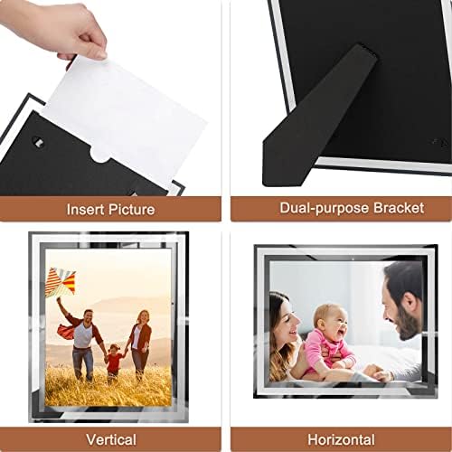 8x10 Picture Frames Set of 2, Sliver Photo Frame for Tabletop, Glass Picture Frame, Horizontally or Vertically