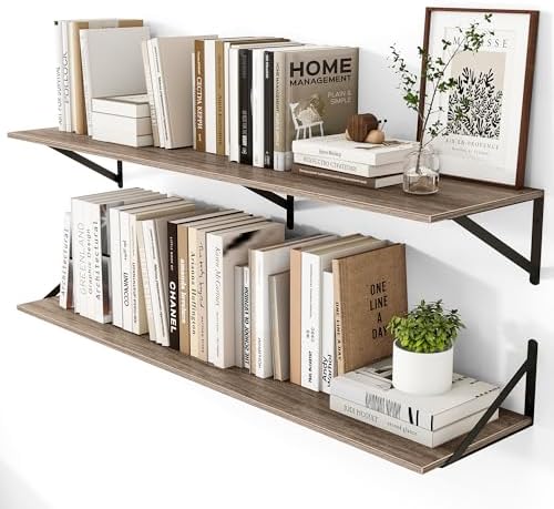 Heimlove 48W x 12D Deep Floating Shelves Set of 2 Grey