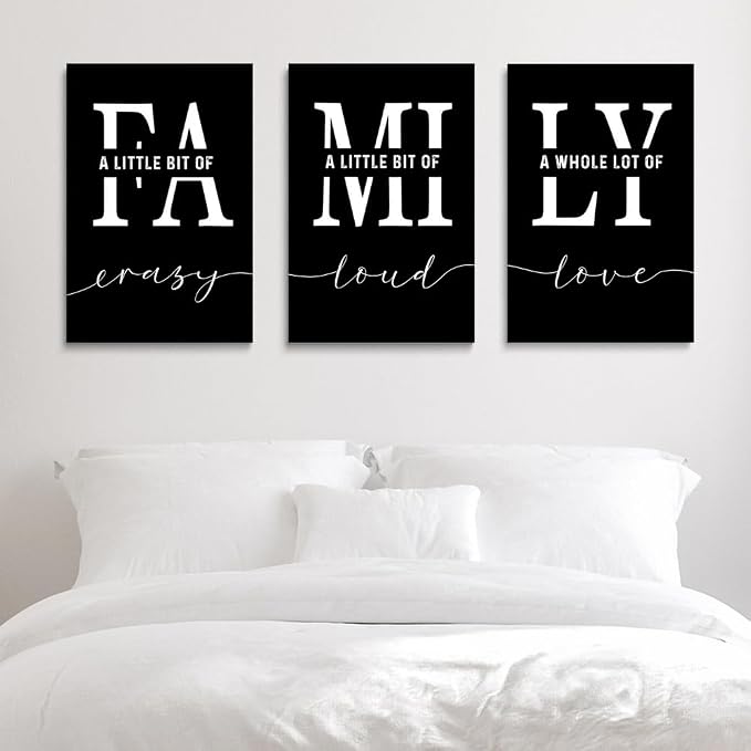 GUBIYU Home Wall Art for Living Room & Dining Room - Inspirational Quotes Poster 'A Little Bit of Crazy' Print, Family Quotes, Black 20"x28"