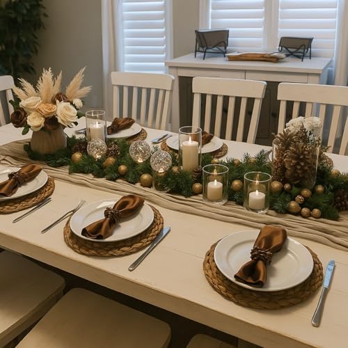 12 Pack Brown Cheesecloth Table Runner – 10FT x 12pcs Rustic Gauze Table Runners for Fall Wedding, Thanksgiving, Farmhouse Dinner, Boho Party Décor