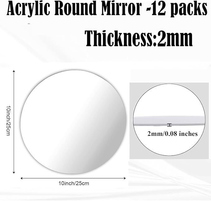 12 Pack Round Mirrors for Table, 10" Round Mirrors for Centerpieces Circle Mirror Centerpieces for Tables Flowers Plates for Candle Craft DIY Birthday Wedding Home Wall Decor