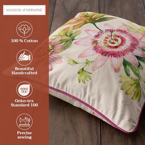 Maison d' Hermine Throw Pillow Covers 100% Cotton (18" x 18" - Pack of 1)