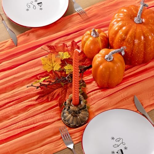 Orange Cheesecloth Table Runner Fall Boho Wedding Birthday Home Decor