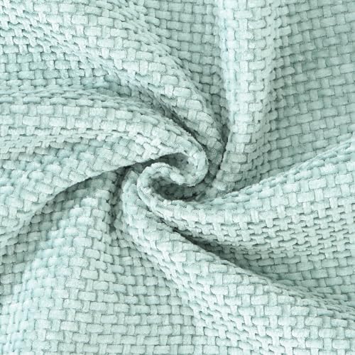 MADIZZ Decorative Chenille Velvet Throw Pillow Covers Set of 2 Soft Boho Textured Neutral Couch Throw Pillow for Bed Modern Farmhouse Home Decor for Sofa Livingroom Aqua Green 12x20 Inch