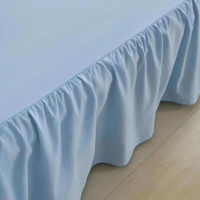 Bed Skirt Queen Size Ruffled Bed Skirt, 14'' Queen Dust Ruffle Bed Skirts | With Split Corners, Dust Ruffle with Platform, Microfiber, Breathable, Soft, Easy Fit, Sky Blue