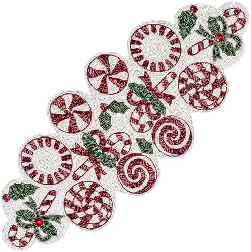 Alpha Living Home Beaded Christmas Table Runner 13x36
