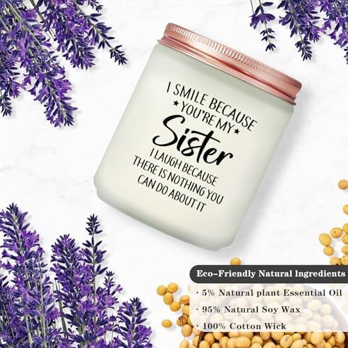 Maybeone Mothers Day Gifts for Sister - Christmas Birthday Valentines Day Gifts for Big Sisters - I Smile Because You are My Sister Scented Candle