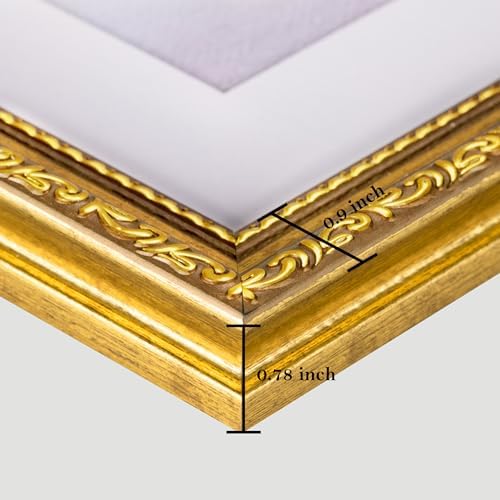 eletecpro 12x12 Vintage Picture Frame, Glass Cover, Gold, 2-Pack