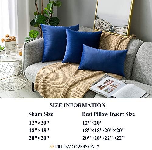 Stellhome Rectangle Velvet Pillow Covers Decorative Cushion Covers for Bed Couch Sofa Bench, 12 x 20 inch (30 x 50 cm), Royal Blue, Pack of 2