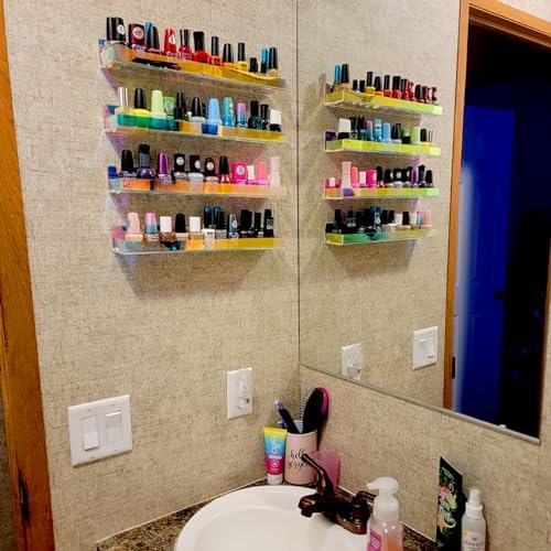 4 Pack 15 Inch Iridescent Acrylic Floating Wall Shelves, Rainbow Shelves