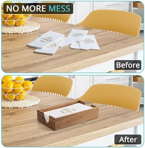 Napkin Holder for Bathroom, Acacia Wooden Guest Towel Holder Tray for Bathroom, Disposable Paper Hand Towel Holder for Bathroom Accessories, Dinner Napkin Holder for Kitchen Table Party