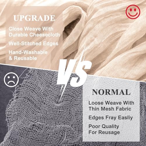 Wokceer Cheesecloth Table Runner Beige 10FT Boho Gauze Runner, 2 Pack