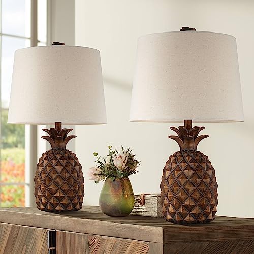 Paget 23 3/4" High Table Lamps Set of 2 Brown Pineapple Accent Coastal