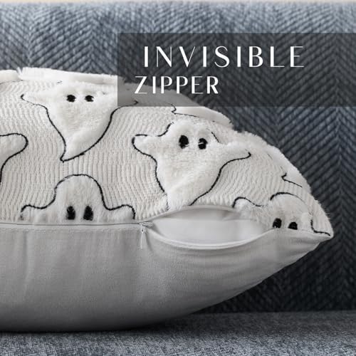 DFXSZ Halloween Pillow Covers 20x20 inch 2Pcs White Black Ghost Halloween Decor