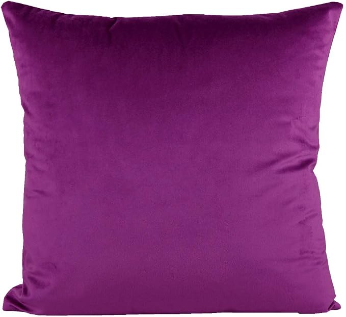 VAKADO 20x20 Inch Purple Throw Pillow Covers Decorative Magenta Velvet Square Soft Solid Cozy Cushion Cases Home Decor for Couch Sofa Bedroom Office Set of 2