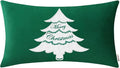 BRAWARM Christmas Pillow Cover 12 X 20 Inches, Christmas Green Christmas Tree Embroidered Lumbar Pillow Cover, Soft Velvet Decorative Throw Pillow for Couch Bed Sofa Living Room Home