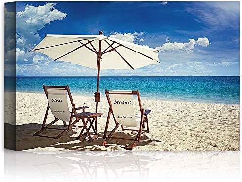 A&T ARTWORK Forever Love Canvas Prints Gift Couple's Names and the Date Gift for Anniversary,Valentine's day,Wedding. 24x16 inches