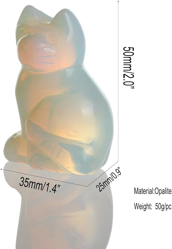 Opalite Opal 2.0inch Cat Statue Feng Shui Crafts Natural Stone Carved Figurine Chakra Carving Stones Healing Reiki