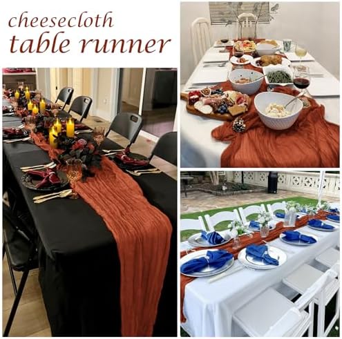 25 Pack Terracotta Cheesecloth Table Runner 17 x 108 Inch Gauze Table Runner Fabric Semi Sheer Cheese Cloth Table Runner Bulk for Rustic Romantic Wedding Baby Shower Table Decoration