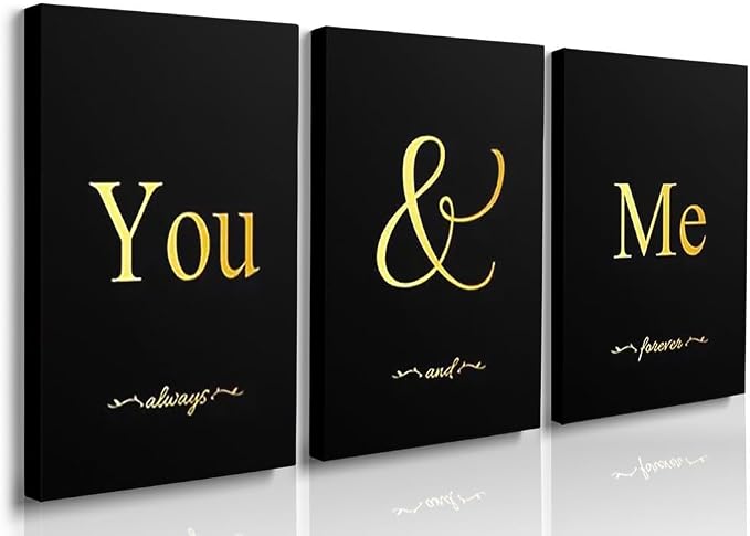 GUBIYU Black and Gold Love Canvas Poster - Aesthetic Wall Art for Bedroom, Farmhouse, Corridor - Ideal Gift for Girls - 24"x36"