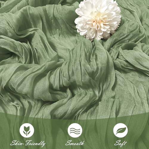 30 Pack Sage Green Cheesecloth Table Runner 17 x 108 inch Cheese Cloth Table Runners 9ft Green Table Runner Rustic Romantic Sheer Gauze Runner for Wedding Party Baby Shower Table Decoration