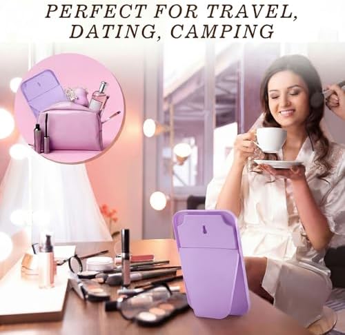 12 Pack 8x5 In Desk Makeup Mirror with Stand and Hanging Hole,Purple