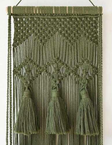 Flber Hanging Shelf Macrame Wall Hanging Green Boho Shelfs Tassels Floating