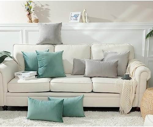 Stellhome Pack of 2, Soft Velvet Throw Pillow Covers Square Decorative Cushion Covers, Home Decor Decorations for Sofa Couch Bed Chair, 22 x 22 Inch/55 x 55 cm, Silver Gray