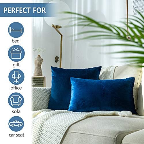 Stellhome Super Soft Velvet Pillow Covers Square Decorative Pillowcase for Bed Couch Sofa Bench, 18 x 18 inch (45 cm), Navy Blue, Pack of 2