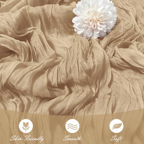 30 Pack Beige Cheesecloth Table Runner 17 x 108 inch Cheese Cloth Table Runners 9ft Beige Table Runner Rustic Romantic Sheer Gauze Runner for Wedding Party Baby Shower Table Decoration