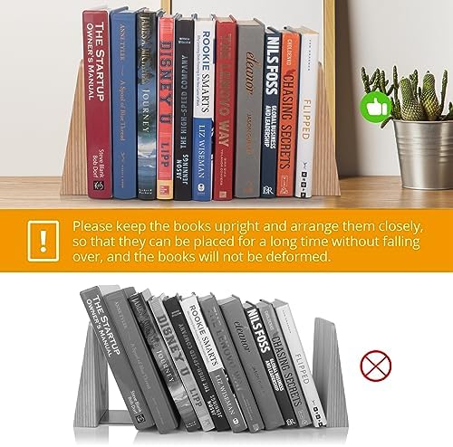 DRELIFAM Ash Wood Book Ends Heavy Duty Handmade Book Ends for Shelves Decorative Bookends to Hold Heavy Books (Ash Wood Large)